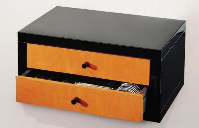 Black lacquer and pear wood Flatware Chest by Robbe and Berking