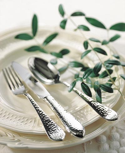 Hammered silver Flatware, Martele by Robbe and Berking, German silversmiths of distinction