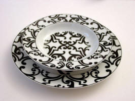 black and white dinnerware,dinner and rim soup plate in Pontresina by Jammet Seignolles