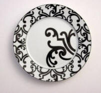 black and white dinner plate, Pontresina by Jammet Seignolles