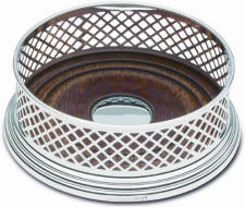 Sterling Silver Pierced Basket Weave Wine Coasters by Broadway